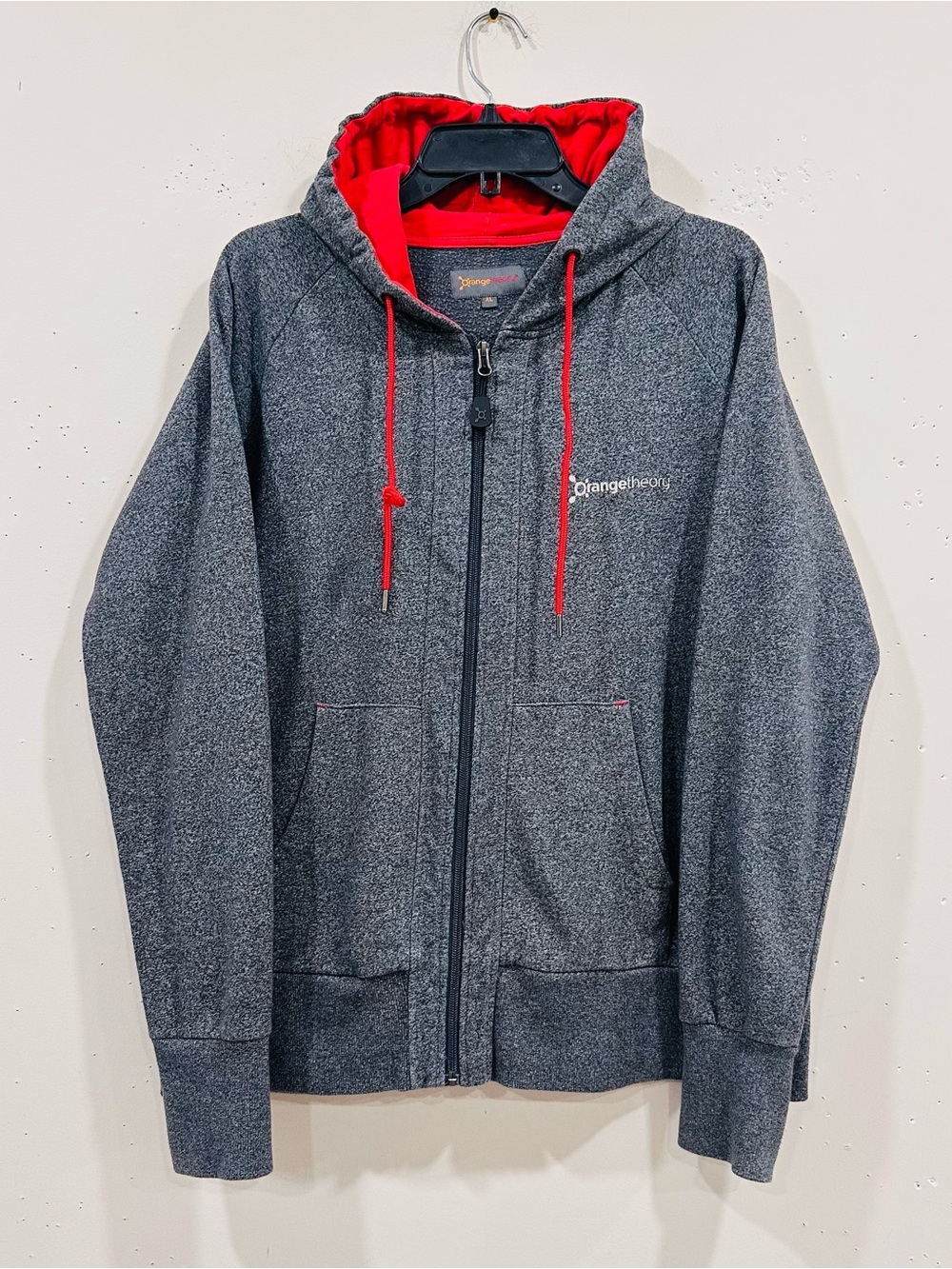 Orangetheory Fitness Zip Up Hoodie Womens XL Gray Orange Hood Workout Jacket